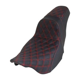 One-Piece Driver Passenger Seat Motorcycle 2-up Seat Fit for Harley Touring Electra Glide Road King Road Glide Street Glide 2009-2023 (Red Stitching)