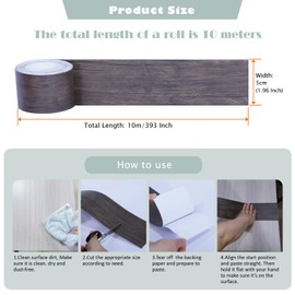 FEILAYS Wood Grain Removable PVC Waterproof Border Wall Decor Removable Self Adhesive Door Frame Window Mirror Bathroom Tiles Sticker Grain Trim Carbonized Oak 1.96 inch x 393 inch