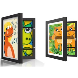 MJFENDAI A5 Picture Frame, Children's Drawings, Removable Frame, Hinged, Kids Art Frame, Wooden Picture Frame for Children's Drawings, Children's Art Frame, Front Opening, Children's Picture Frame (A5