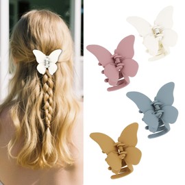 Oblihumoy Butterfly Hair Clips Butterfly Clips for Hair Large Hair Claw Clips, 4Pcs Ponytail Holder Non-slip Accessories for Women