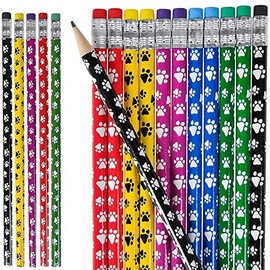 The Dreidel Company Paw Doggy Foot Print Pencils, School Supplies, Prizes for Kids, Birthday Giveaways, Party Favors, 7.5" Pencil (12-Pack)