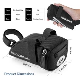 ROCKBROS Bike Saddle Bag Bike Seat Bag Bicycle Seat Bag Cycling Under Seat Pouch Mini Saddle Bag Quick Release Black
