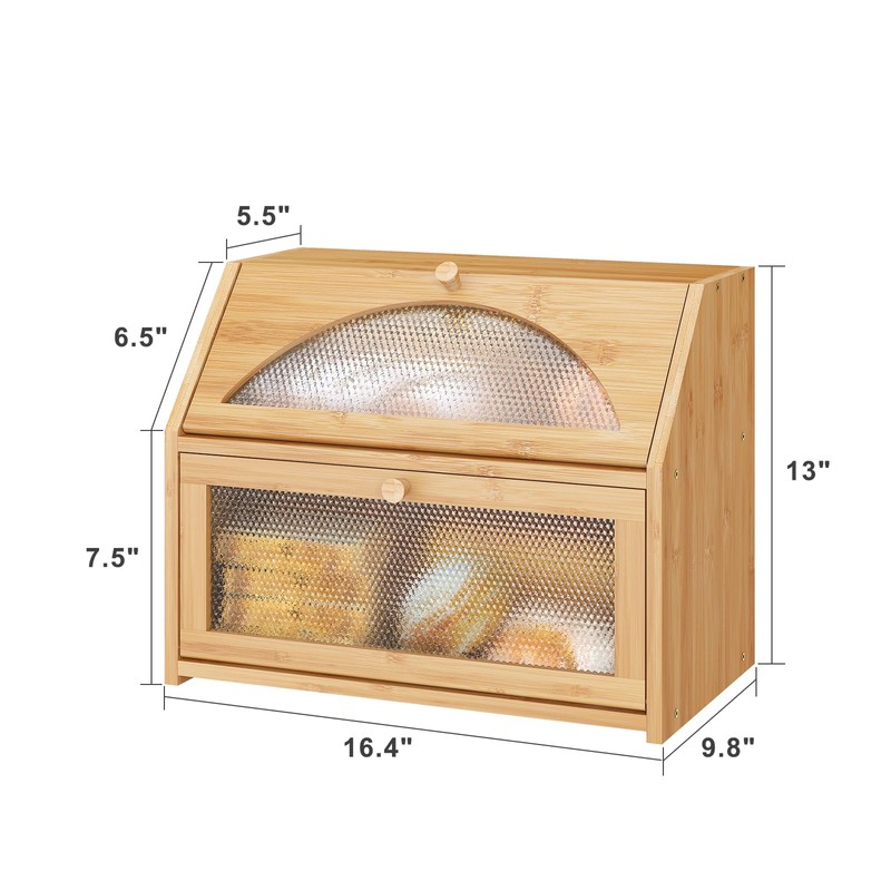 Vriccc Large Bread Box, Bamboo Wood Bread Box for Kitchen