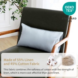 Simple&Opulence Linen Lumbar Pillow Covers 12x20 Inch Set of 2 Flax Cotton Blend Rectangular Decorative Throw Cushion Cover for Couch Sofa Bedroom Office Soft Breathable Farmhouse - Dusty Blue