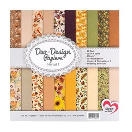 Ideen mit Herz Duo Design Papers, Pad with 20 Sheets of Craft Paper, 25 x 25 cm, 250 g/m², Printed on Both Sides, Design Paper, Motif Paper, Ideal for Scrapbooking, Crafts (Autumn 01)