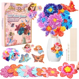Aragallant Craft Set Children from 4 5 6 7 8 Years, Flower Craft Girls (with 10 Flowers, 2 Butterflies, 2 Elves), Gifts for Girls Toy 5-12 Years Children's Birthday Party