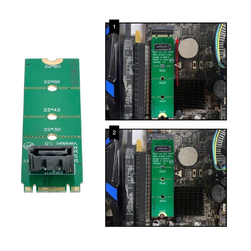 cablecc Motherboard NGFF B/M-Key M.2 to Vertical SATA 7pin Hard