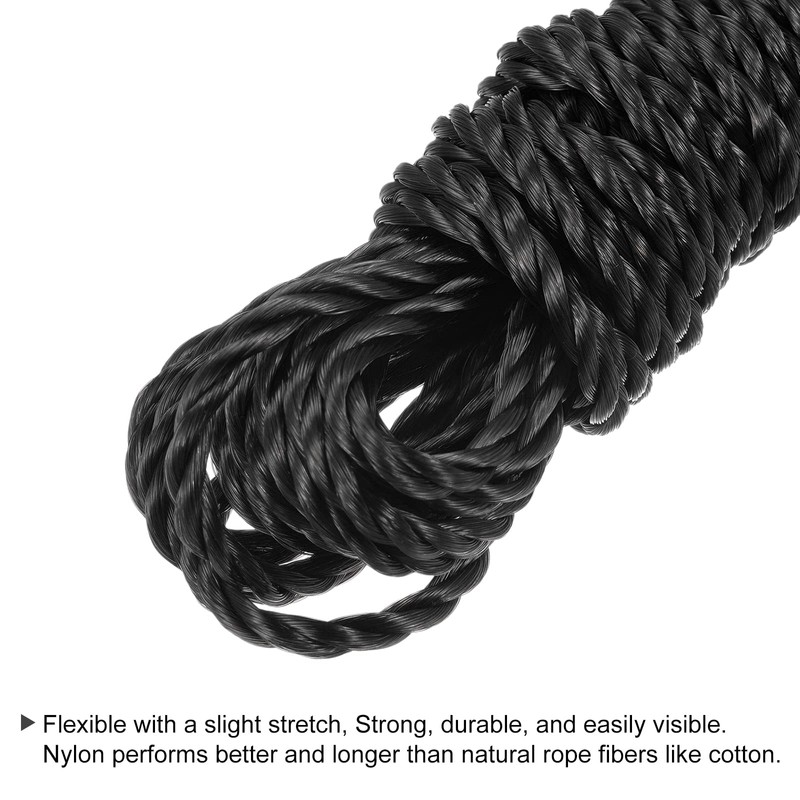 sourcing map Twisted Mason Line Nylon Twine String Cord Black