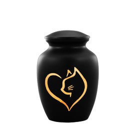 Pet Urn for Dogs and Cats Ashes-A Loving Resting Place for Your Special Pet,Cat and Dog Urns for Ashes,Pet Cremation Urns Up to 85 Cubic Inches:with Velvet Bag (Non Customize, Black(Cat))