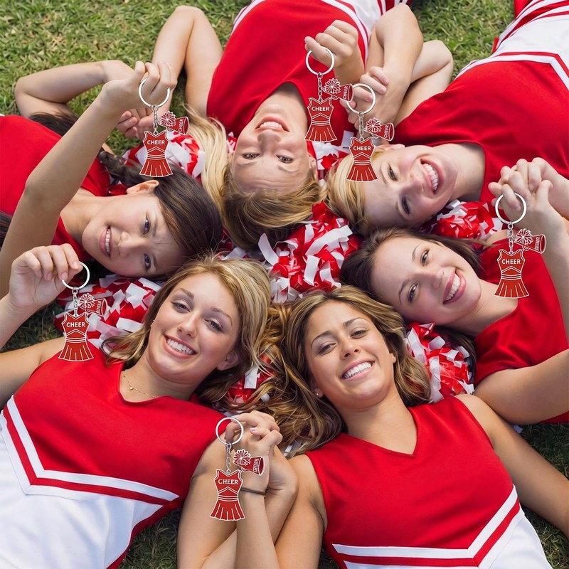 Kigeli 24 Pcs Cheer Keychain Bulk Acrylic Cheerleader Outfit &
