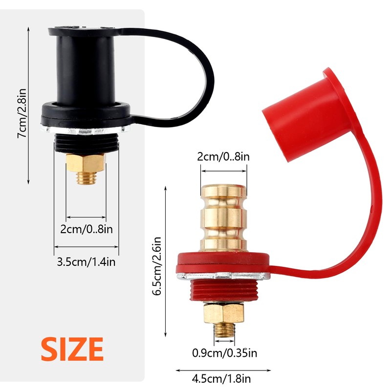 2Pcs 250A Battery Charging Jump Post Kit, 3/8" Stud Remote