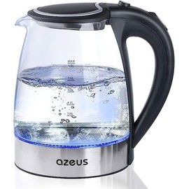 AZEUS Glass Electric Kettle - 1.8L Fast Boiling Auto-Shutoff & Anti-Dry Heat Safety Kettle for Home/Office, Borosilicate Glass with LED Indicator (white)