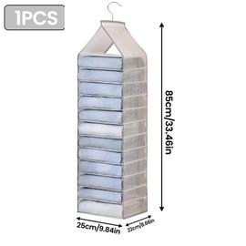 Minnhua 12-Shelf Hanging Wardrobe Storage Organiser Hanging Wardrobe Organiser Hanging Storage Shelves Foldable Hanging Closet Organizer Clothes Organizer Space Saving for Clothing