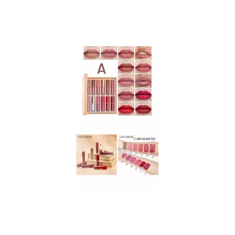 Set De 12 Labiales Mate De Larga Duración Pintalabio Regalo