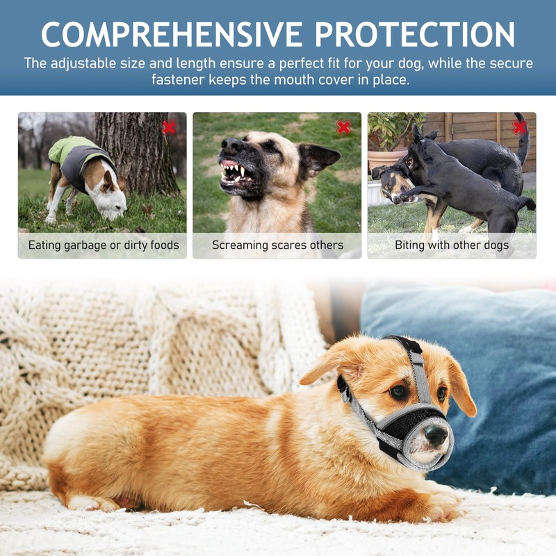 SUPVOX Dog Muzzle,Air Mesh Breathable Muzzle,Drinkable Adjustable Pet Muzzle for