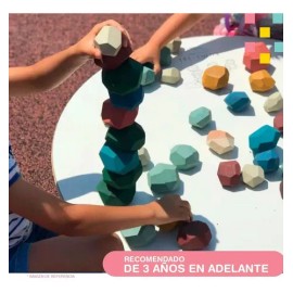 Juego Piedras Bloques Apilables Montessori Didactico Madera                                                                                           