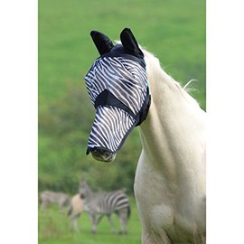 Shires Horse Fine Mesh Zebra Fly Mask with Ears and Nose (Small Pony)
