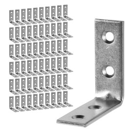 Repa Market Stainless Steel Phased Hole Corner Shelf Brackets - L brackets - 1.18" x 1.18" Inch - Pack of 20 - Angle Bracket for wall shelf, wood furniture, cabinet shelving - 90 degree support corner