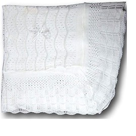 Elegant Baby Christening Shawl, Baptism Blanket 40" X 50" (White)