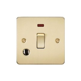 Knightsbridge FP8341FBB Brushed Brass FPAV8341FBB Flat Plate 20A 1G Dp Switch with Neon & Flex Outlet
