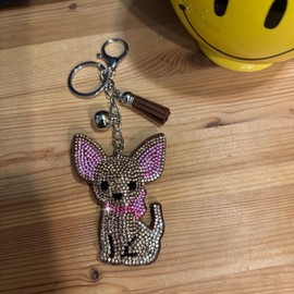 Popfizzy Chihuahua Keychain Accessories, Animal Backpack Key Chain, Rhinestone Purse Charms, Chihuahua Gifts for Dog Lovers