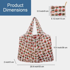 Long Keeper Shopping Bag Foldable Large Reusable Foldable Shopping Bag in Bag Shopping Bag Fabric Washable Reusable Bag Handbag Lightweight, Strawberry+Lemon - 2 Pieces, Unit size