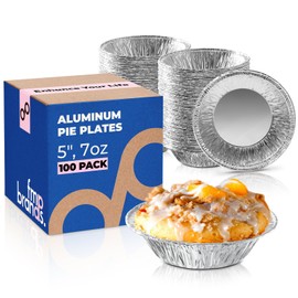Fit Meal Prep 100 Pack 5" Aluminum Foil Pie Pans, 5 inch Disposable Aluminum Baking Pie Pan, Deep Foil To Go Food Storage Containers Freezer Safe for Catering, Packaging