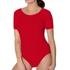 Aquarti Ladies Ballet Leotard Short Sleeve Gymnastics Dance Bodysuit Red