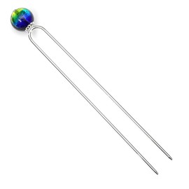 Sea drop 320ht-5 Hairpin U-Shaped Luminous Firefly Glass 9 Colors Dragonfly Ball Keramarine 0.6 inch (16 mm) Glow in the Dark Silver U-shaped Pin, Hair Ornament, Japanese Style, Yukata, Kimono, Hair