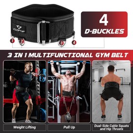 3-in-1 Weighted Pull Up Belt, Weight Lifting Dip Belt with 40.6 IN Chain & Self Locking, Weighted Gym Belt for Pull Up, Squat, Powerlifting & Deadlift, Capacity Up to 350 LBS (Black SizeL)