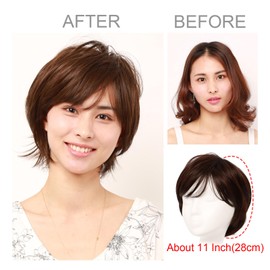 igennki Heat Resistant Synthetic Hair Wig Short Fashion Fluffy Wig for Asian Young Women IUH30S20 (Human hair mixed+Medical base, 3 Dark Brown)