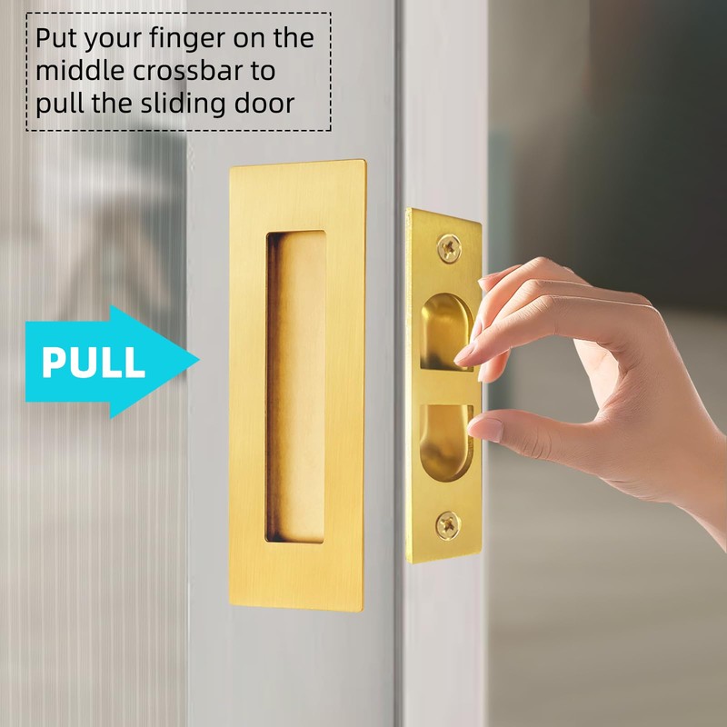 Fihatokus Pocket Door Handles and Edge Pull,4.72 inch Recessed Flush