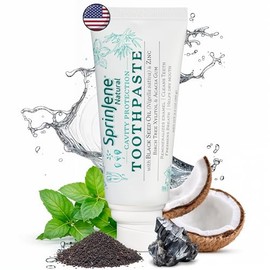 SprinJene Natural Fluoride Toothpaste – Natural Toothpaste for Gum Health & Cavity Protection – Patented Black Seed Oil & Zinc Formula for Healthy Teeth & Gums – Made in The USA (1 Pack)