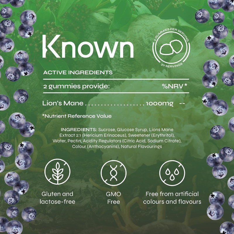 Known Known Delicious Lion's Mane Gummies - 1000mg Lion's Mane