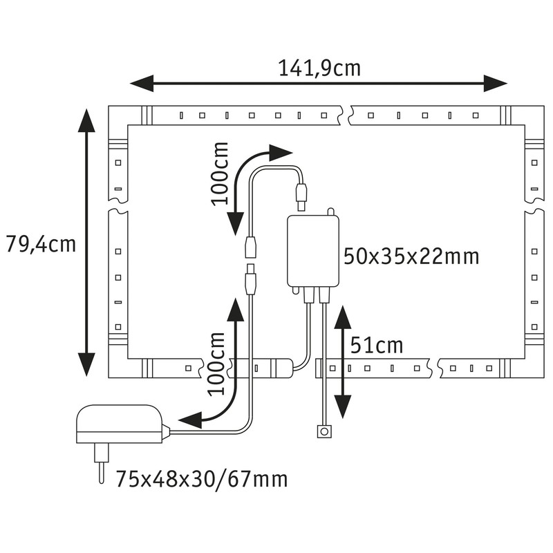 Paulmann 78876 MaxLED 250 LED Strip TV Comfort Basic Set