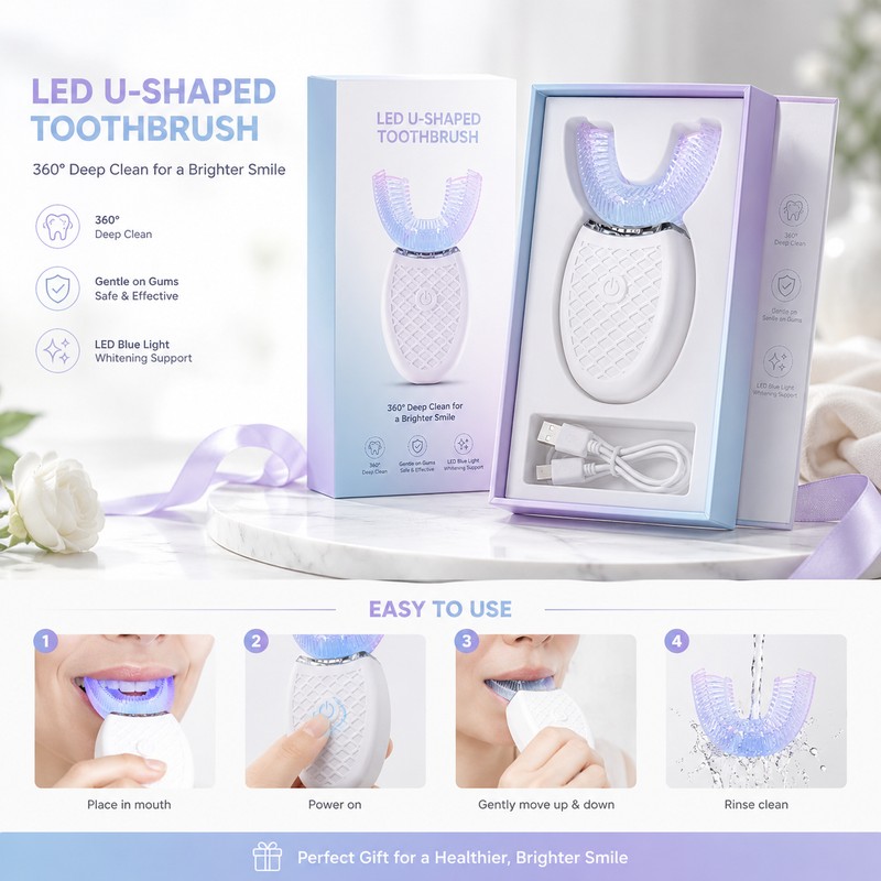 U-Shaped Electric Toothbrush for Whole-Mouth Cleaning – USB Rechargeable Sonic