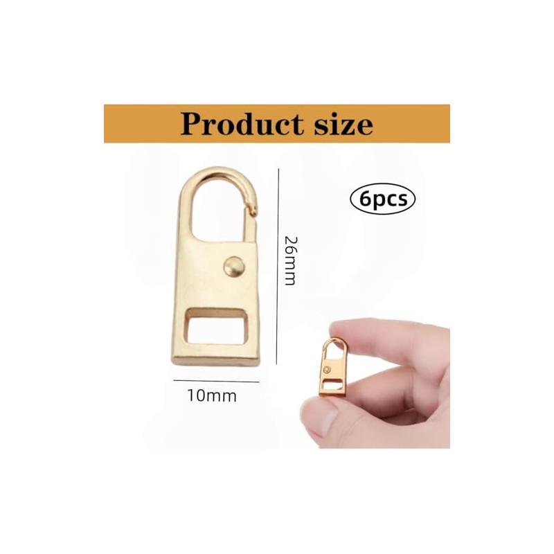 Zipper Pull Replacement,6 Pcs Metal Zipper Repair Tab for Luggage
