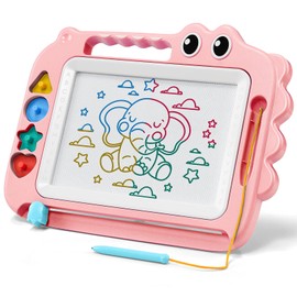 SGILE Toys for Kids, Magnetic Drawing Board for Early Learning, Color Erasable Doodle Writing Pad Gift for Baby Girls Boys, Painting Sketch Pad with Four Stamps for 3 4 5 Year Old Toddlers, Pink