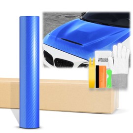 60"x96" (5FTx8FT) 5D Carbon Fiber Textured Sky Blue High Gloss Vinyl Wrap Auto Car Sticker Decal Film Sheet Bubble Free Air Release Technology with Tool Kit