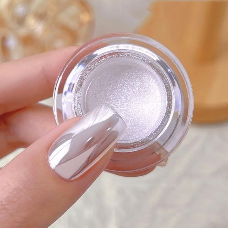 Pretty Diva White Chrome Nail Powder - 1g Super Glossy