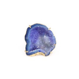 Dazzle Appeal Geode Quartz Crystal Ring, Gold Plated Adjustable Size for women, Adjustable, Gemstone, Agate, Blue
