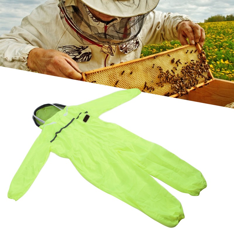 Beekeeping Suit Fluorescent Green One Piece Zipper Design Breathable Beekeeper