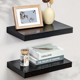 Fun Memories Floating Shelves for Wall - 7.5 Inch Square Shelves with Invisible Brackets, Black Small Wall Shelf for Living Room, Bathroom, Bedroom, and Kitchen Decor，Black Set of 3
