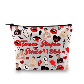 Zuo Bao Vampire TV Show Inspired Makeup Bag Team Damon Stefan Salvatore Since 1864 Cosmetic Bag TVD Merchandise Gift, Team Stefan