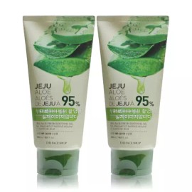 The Face Shop 더페이스샵 신선한 제주 알로에 수딩젤 300mlx2ea 민감성 피부진정 보습 수분크림 팩 The Face Shop Fresh Jeju Aloe Soothing Gel 300ml x 2ea Sensitive Skin Soothing Moisturizing Hydrating Cream Pack