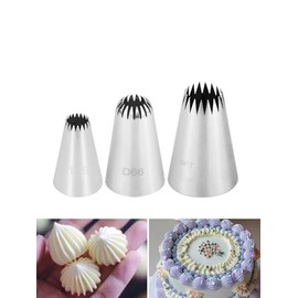 French Star Piping Tip for Eclairs,Churros,Shells,Flowers,& Scalloped Designs,3 Sizes