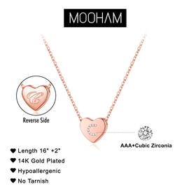 M MOOHAM Necklace for Women Gifts, Rose Gold Letter C Heart Initial Necklace