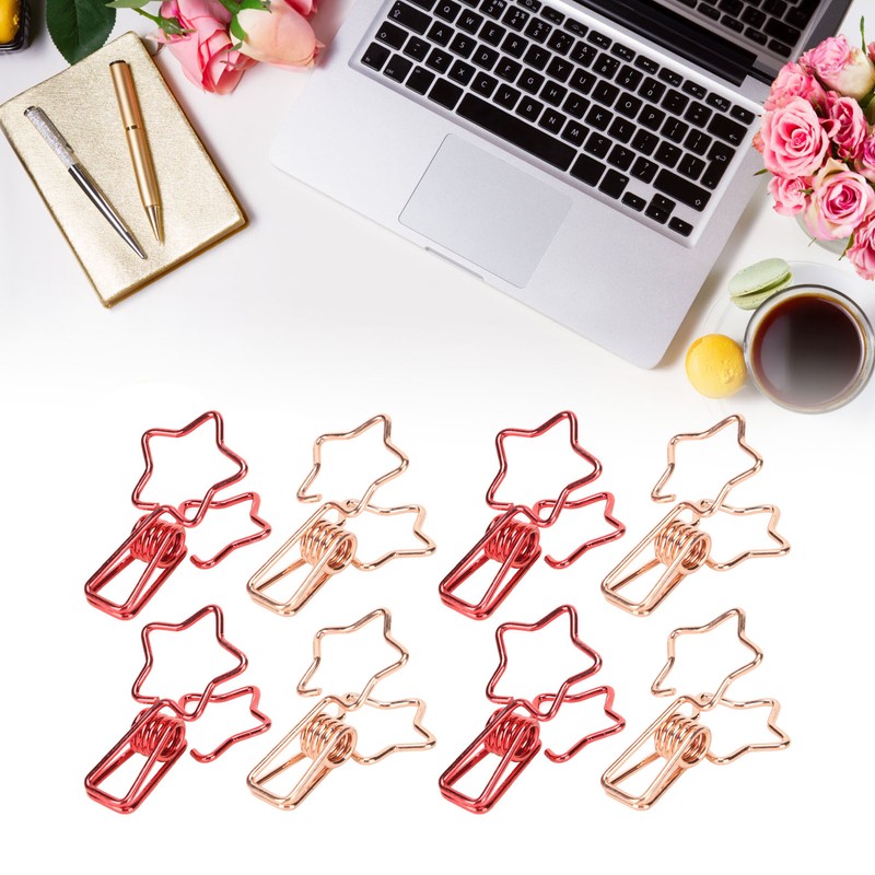 100 Pcs Binder Clips Hollow Cute Star Shape Sturdy Metal
