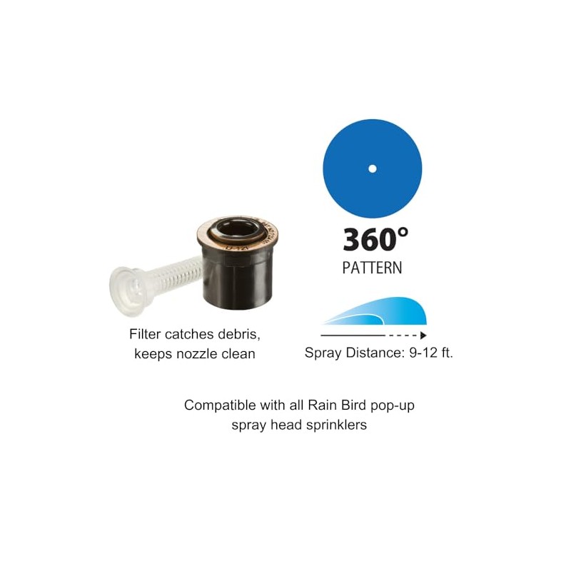 Rain Bird 12DSH Dual Spray Nozzle, 180° Half Circle Pattern,