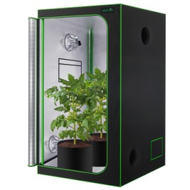 SereneLife Medium Hydroponic Grow Tent Garden - 36'' x 36'' x 72'' Indoor Plant Growing System w/ Durable Reflective 600D Mylar, Observation Window - Includes Removable Floor Tray, Pole Shelf
